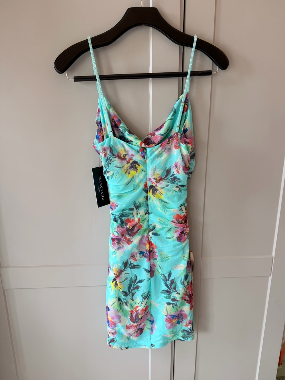 NWT Guess By Marciano Paloma Mesh Aqua Floral Dress Size Small - Picture 2 of 6